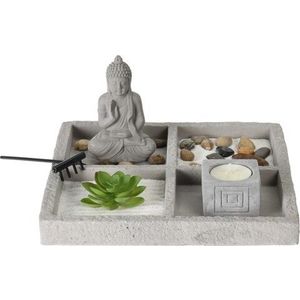 Decoratiune Buddha Zen Garden Square, 23x23x12 cm, ciment imagine