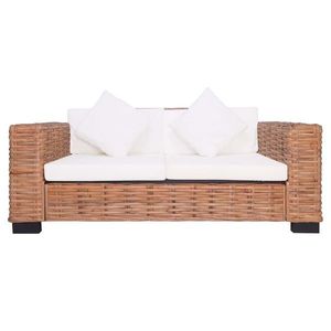vidaXL Set de canapele de grădină cu perne, 2 piese, ratan natural imagine