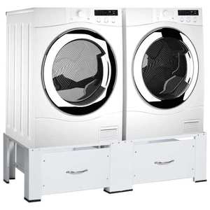 vidaXL Suport dublu pentru mașina de spălat/uscător, cu sertare, alb imagine