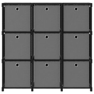 vidaXL Raft 9 cuburi cu cutii, negru, 103x30x107, 5 cm, material textil imagine