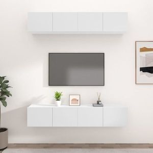 vidaXL Comode TV, 4 buc., alb, 80x30x30 cm, lemn prelucrat imagine