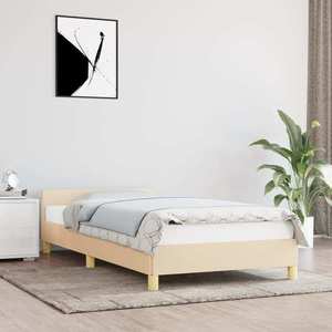 vidaXL Cadru de pat cu tăblie, crem, 100x200 cm, textil imagine