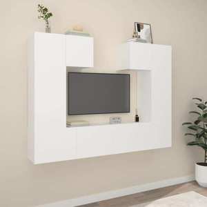 vidaXL Set dulap TV, 6 piese, alb, lemn prelucrat imagine