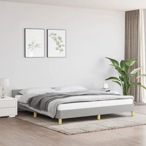 vidaXL Cadru de pat cu tăblie, gri deschis, 160x200 cm, textil imagine
