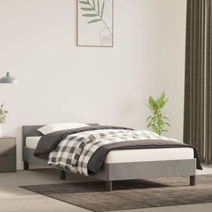 vidaXL Cadru de pat cu tăblie, gri deschis, 90x190 cm, catifea imagine