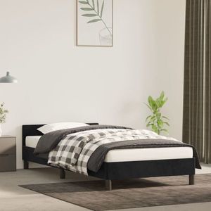vidaXL Cadru de pat cu tăblie, negru, 90x190 cm, catifea imagine