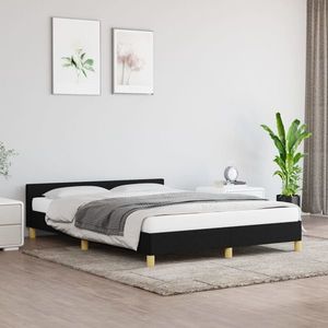 vidaXL Cadru de pat cu tăblie, negru, 140x200 cm, textil imagine