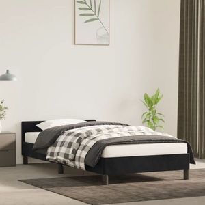 vidaXL Cadru de pat cu tăblie, negru, 100x200 cm, catifea imagine