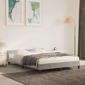 vidaXL Cadru de pat cu tăblie, gri deschis, 140x190 cm, catifea imagine
