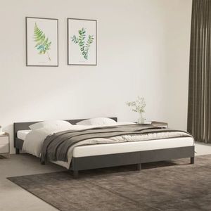 vidaXL Cadru de pat cu tăblie, gri închis, 180x200 cm, catifea imagine