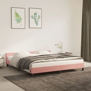 vidaXL Cadru de pat cu tăblie, roz, 180x200 cm, catifea imagine