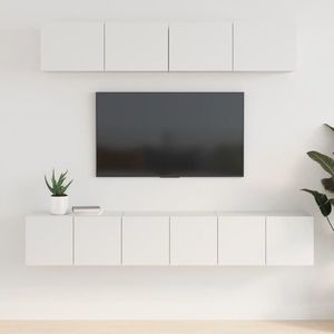 vidaXL Set dulap TV, 5 piese, alb, lemn prelucrat imagine