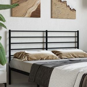 vidaXL Tăblie de pat metalică, negru, 135 cm imagine