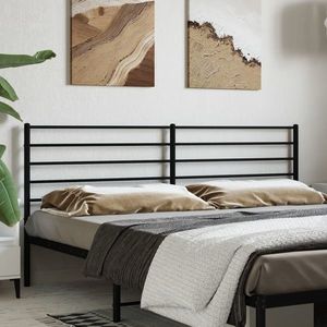 vidaXL Tăblie de pat metalică, negru, 193 cm imagine