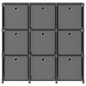vidaXL Raft 9 cuburi cu cutii, gri, 103x30x107, 5 cm, material textil imagine