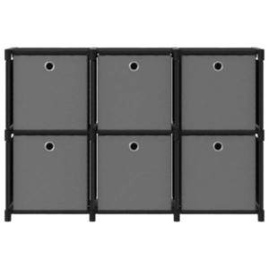 vidaXL Raft expunere, 6 cuburi + cutii, negru, 103x30x72, 5 cm, textil imagine