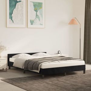vidaXL Cadru de pat cu tăblie, negru, 140x190 cm, catifea imagine