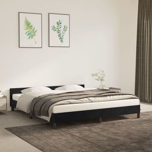 vidaXL Cadru de pat cu tăblie, negru, 160x200 cm, catifea imagine
