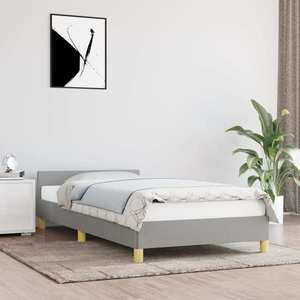 vidaXL Cadru de pat cu tăblie, gri deschis, 100x200 cm, textil imagine