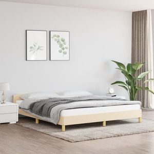 vidaXL Cadru de pat cu tăblie, crem, 180x200 cm, textil imagine