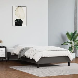 vidaXL Cadru de pat, gri, 90x200 cm, piele ecologică imagine