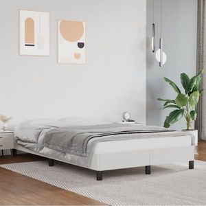 vidaXL Cadru de pat, alb, 120x200 cm, piele ecologică imagine