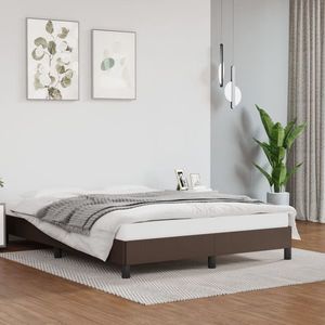 vidaXL Cadru de pat, maro, 140x190 cm, piele ecologică imagine