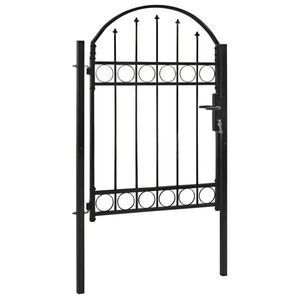 vidaXL Poartă de gard cu arcadă, negru, 100 x 125 cm, oțel imagine