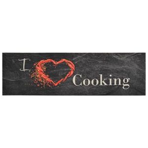 vidaXL Covor de bucătărie lavabil Cooking, negru, 45x150 cm, catifea imagine