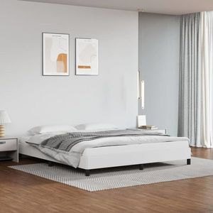vidaXL Cadru de pat, alb, 180x200 cm, piele ecologică imagine