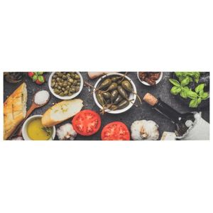 vidaXL Covor de bucătărie lavabil Wine & Dinner, 60x180cm, catifea imagine
