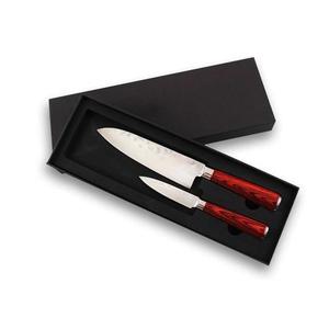 Set cutite Chef knife lama otel X50 17 cm si Paring knife 9 cm, model japonez, maner pakkawood, lemn laminat imagine