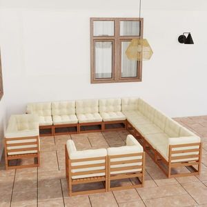 vidaXL Set mobilier grădină & perne 13 piese maro miere lemn masiv pin imagine