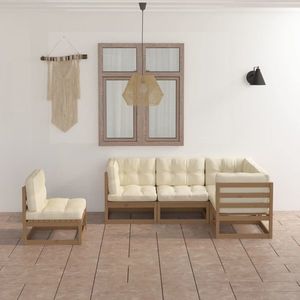 vidaXL Set mobilier de grădină cu perne, 5 piese, lemn masiv pin imagine