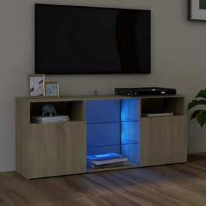 vidaXL Comodă TV cu lumini LED, stejar sonoma, 120x30x50 cm imagine