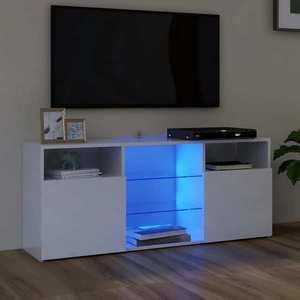 vidaXL Comodă TV cu lumini LED, alb extralucios, 120x30x50 cm imagine