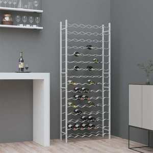 vidaXL Suport sticle de vin pentru 96 sticle, alb, metal imagine