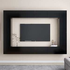 vidaXL Set dulapuri TV, 8 piese, negru, lemn prelucrat imagine