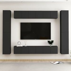 vidaXL Set dulapuri TV, 10 piese, negru, lemn prelucrat imagine