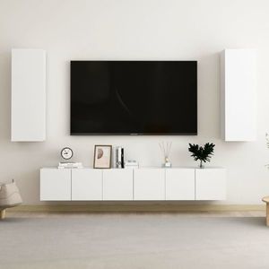 vidaXL Set dulap TV, 5 piese, alb, lemn prelucrat imagine
