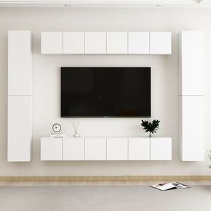 vidaXL Set dulapuri TV, 10 piese, alb, lemn prelucrat imagine