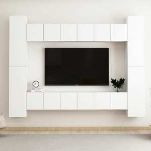 vidaXL Set dulapuri TV, 10 piese, alb, lemn prelucrat imagine