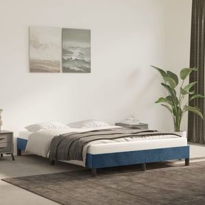 vidaXL Cadru de pat, albastru închis, 140x200 cm, catifea imagine