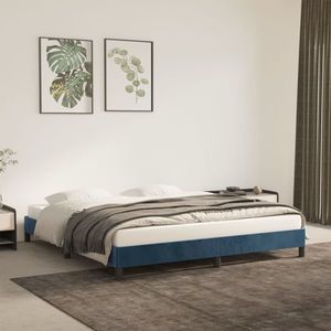 vidaXL Cadru de pat, albastru închis, 180x200 cm, catifea imagine