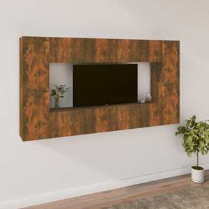 vidaXL Set dulap TV, 8 piese, stejar fumuriu, lemn prelucrat imagine