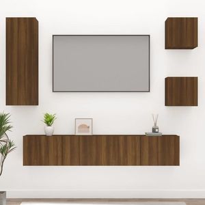 vidaXL Set dulapuri TV, 5 piese, stejar maro, lemn prelucrat imagine