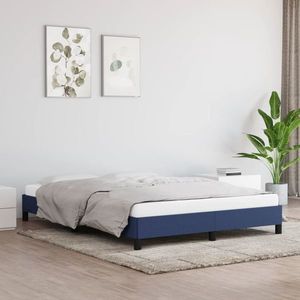 vidaXL Cadru de pat, albastru, 140x190 cm, material textil imagine