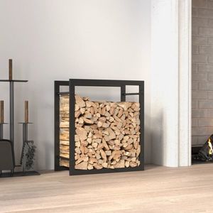 vidaXL Suport pentru lemne de foc, negru mat, 50x28x56 cm, oțel imagine