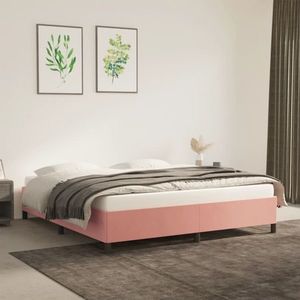 vidaXL Cadru de pat, roz, 160x200 cm, catifea imagine