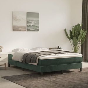 vidaXL Pat box spring cu saltea, verde închis, 140x200 cm, catifea imagine